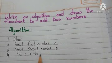 Algorithm and flowchart to add two numbers || algorithm and flowchart for beginners
