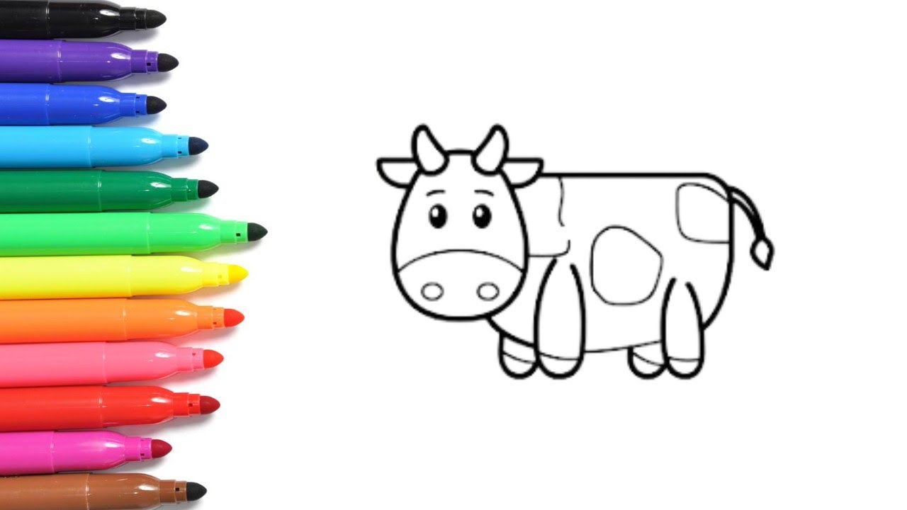 How to Draw a Cow | Easy Drawing and Coloring for Kids - YouTube