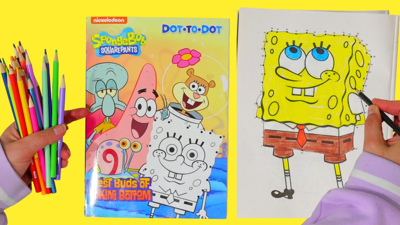 Actividades de Bob Esponja de conectar los puntos y colorear