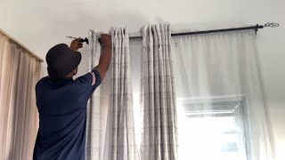 Curtain installation🏡 #apartmentupdates #interiordecor #homedecorinspo #lagosliving #homereno