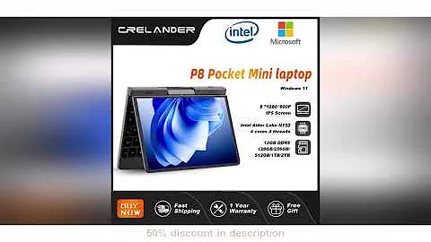 #CRELANDER P8 Mini Gaming Laptop 8 Inch Touch Screen Intel Alder Lake N150 12GB DDR5 Windows 11 W