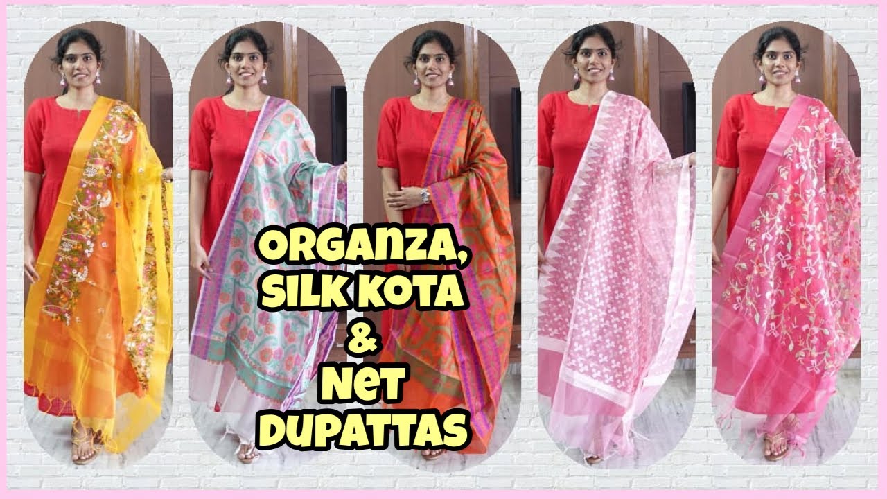 Computer embroidery organza dupattas,silk Kota dupattas and Net dupatta collection|Ramya|Telugu vlog