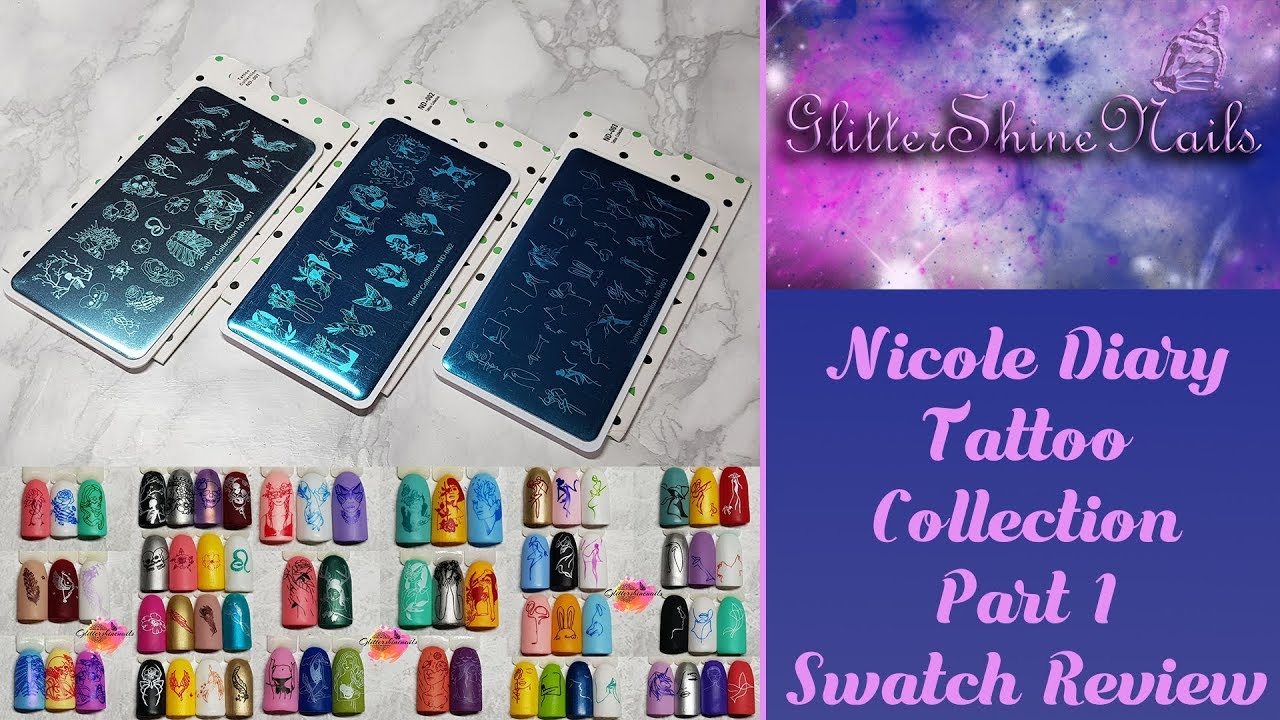 Nicole Diary Stamping Plates Swatch Review Featuring Tattoo Collection ND-001, ND-002 & ND-003