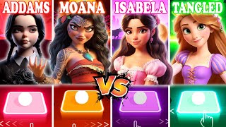 WEDNESDAY ADDAMS vs MOANA vs ENCANTO ISABELA vs TANGLED RAPUNZEL - TILES HOP EDM RUSH!