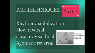 PNF TECHNIQUES PART-2 Rhythmic Stabilization, Slow Reversal, Slow Reversal Hold, Agonistic Reversal
