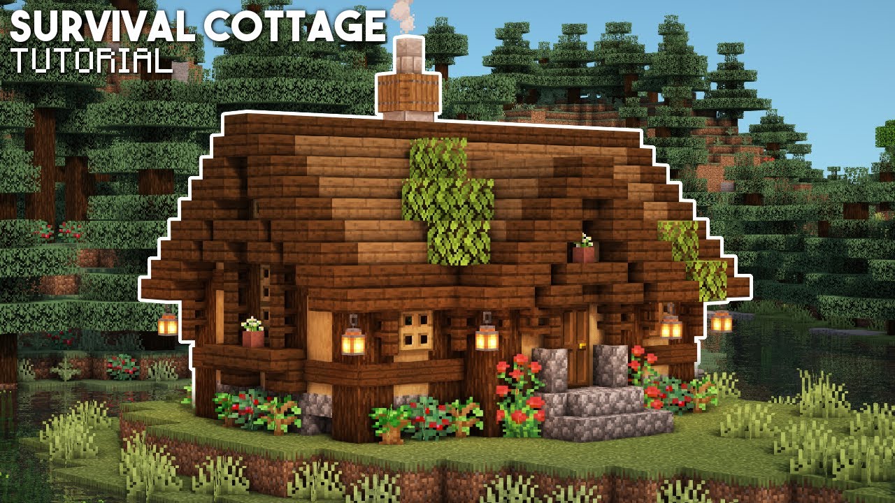 Minecraft: How to Build an Aesthetic Cottage  Survival House Tutorial  (Cottagecore/Fairycore)