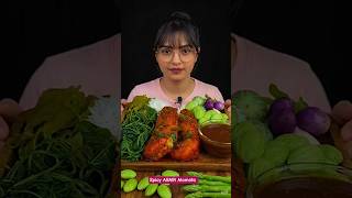 ASMR Spicy King Prawns &amp; Fresh Greens! 🍤🌿 #shorts #mukbang #asmr #food #shortsfeed