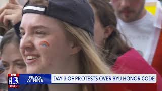 Hundreds protest at church office building after BYU honor code clarification