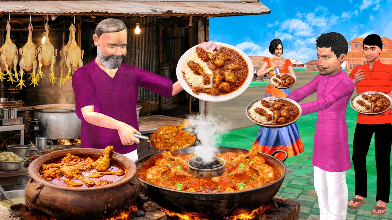चिकन अंगारा ढाबा | Chicken ANGARA DHABA Street Food Hindi Kahaniya Moral Stories New Comedy Video