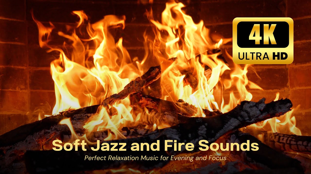 Cozy Winter Reading Fireplace 4K ❄️ Jazz Music for Relaxation