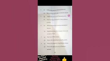 Purnea University Purnea BSC. Part 1 Physical chemistry Questions Paper 2023