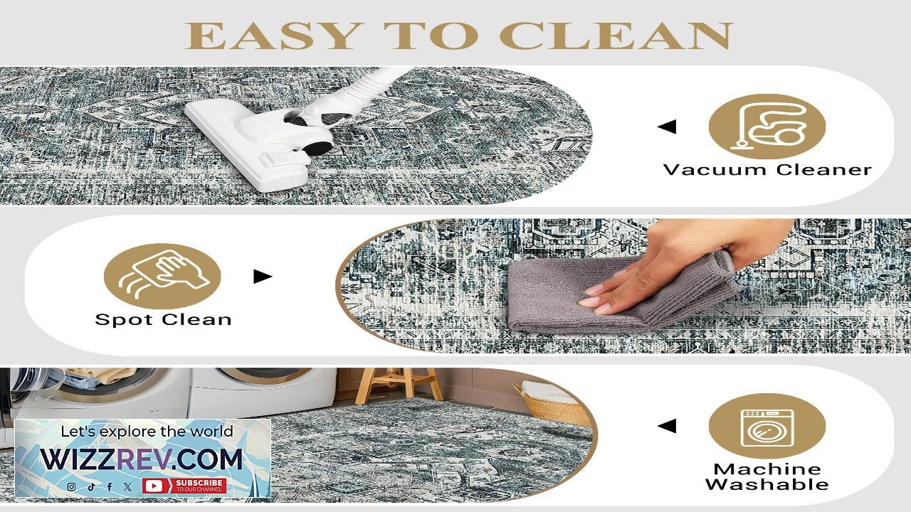 Garvee Tribal Washable Rugs 8x10 Non Slip Soft Bedroom Rugs Stain Resistant Ultra Thin