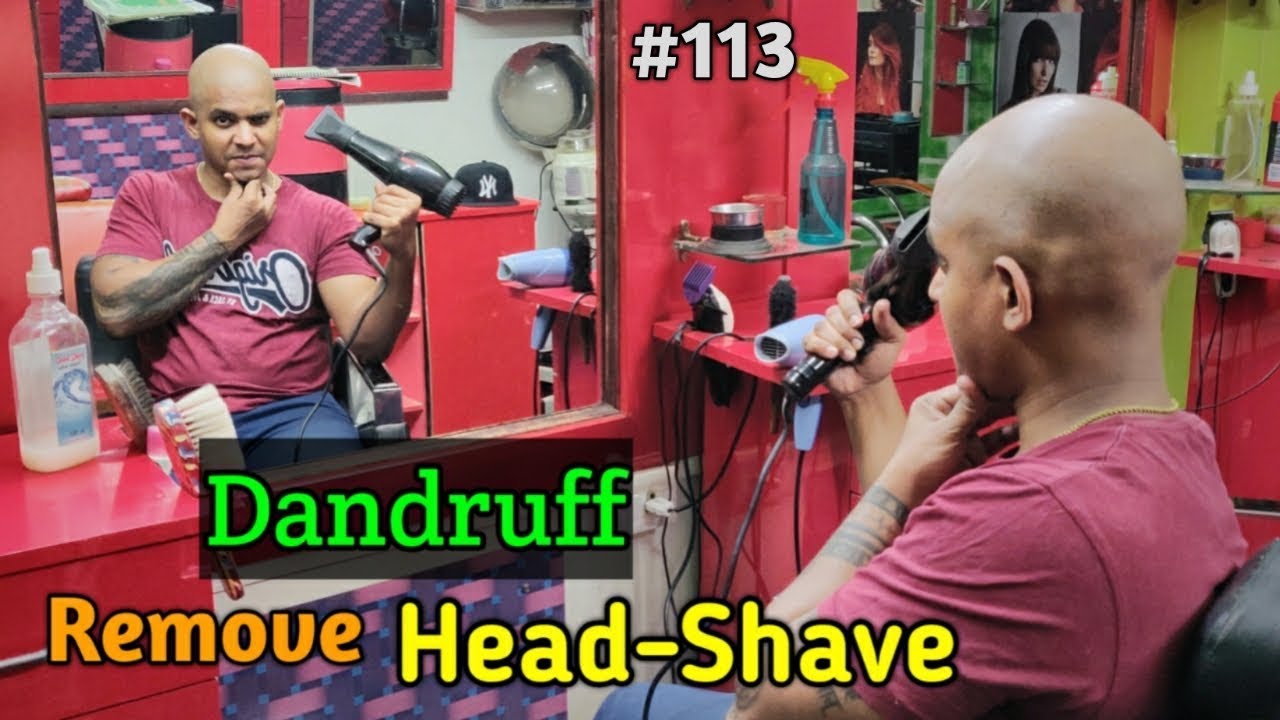 Headshave / How to Dandruff HeadShave / ASMR Headshave / straight Razor Headshave  #113