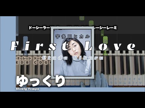 【ゆっくり】First Love - 宇多田ヒカル（かんたんピアノ）