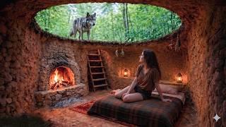 This Hidden Tree Stump Shelter Is Warm &amp; Cozy By Amazing Girl (Full Build)