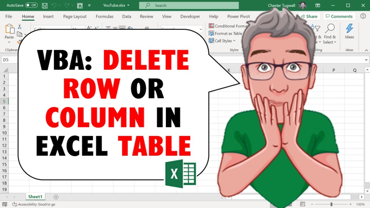 Excel VBA to Delete Row or Column in Excel Table - YouTube