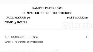 Computer Science Sample Question Paper for HSLC 2023 Examination