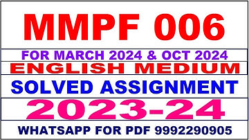 mmpf 6 solved assignment 2023-24 | mmpf 6 solved assignment in english 2024 | mmpf 6 2024