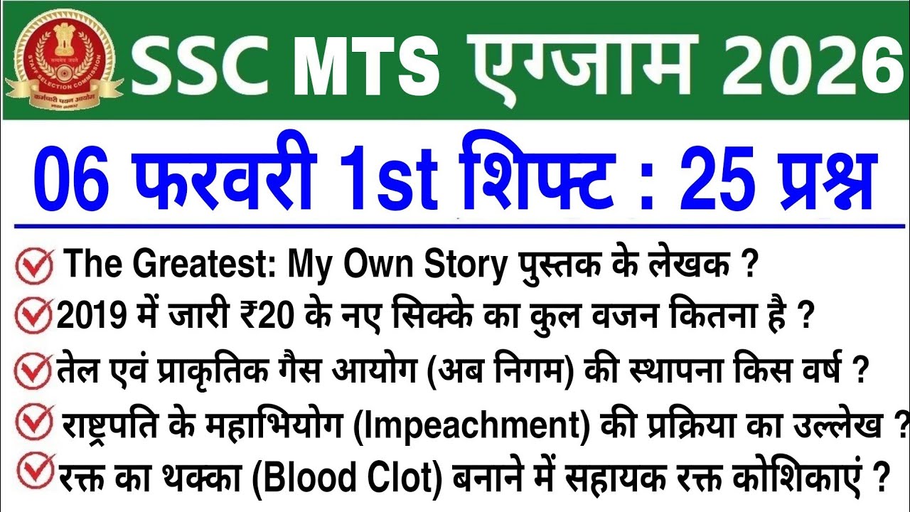 SSC MTS 1st Shift Review 6 February 2026 | SSC MTS 2026 today review | SSC MTS Exam Analysis 2026
