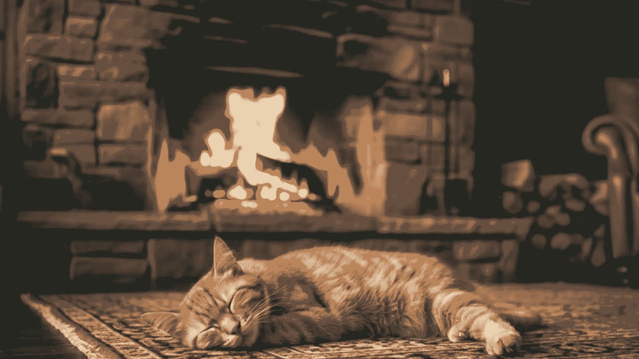 🔴 Deep Sleep ASMR: Cat Purring + Fireplace Sounds 24/7 (Anxiety Relief for Cats & Humans)