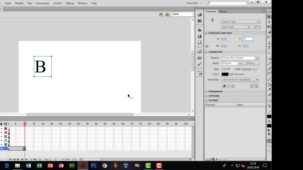 Adobe Flash Professional CS6 | Classic Tween ile yazı indirme - YouTube