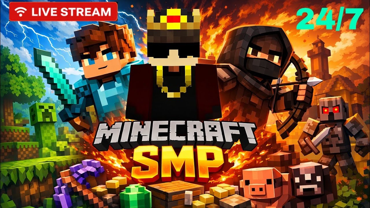 New Cracked Private Public Survival Smp live For Minecraft | Mcpe/java 1.21💧| 24/7 