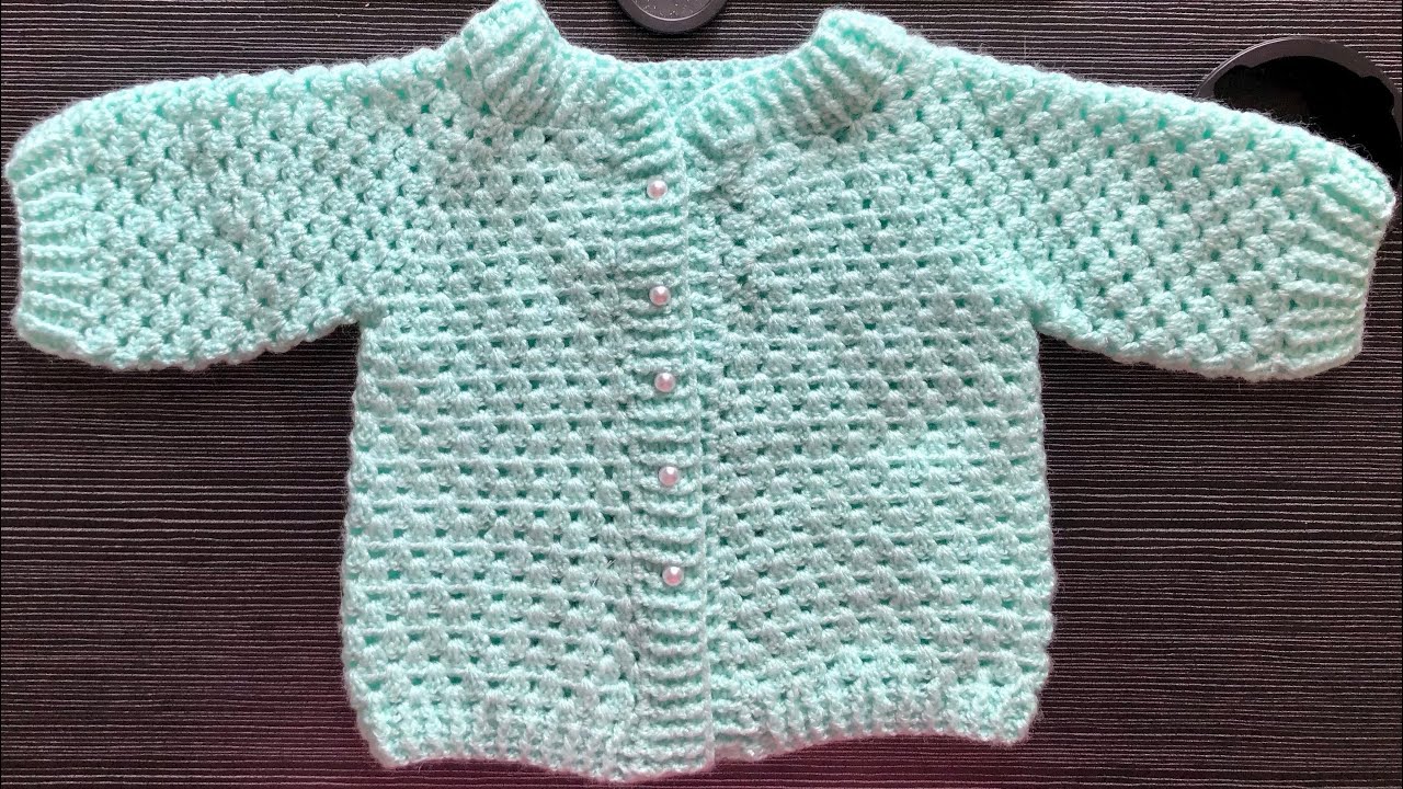 Aula 3 de crochê   Casaquinho de bebê verde claro