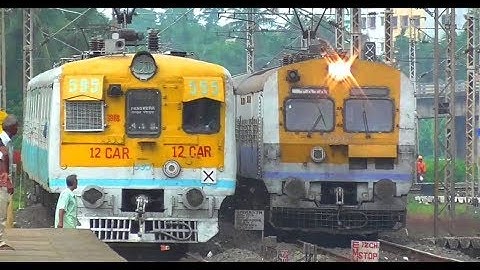 🔥EPIC TRAIN CROSSING! Howrah - Panskura EMU local crossed by a speedy MEMU #train