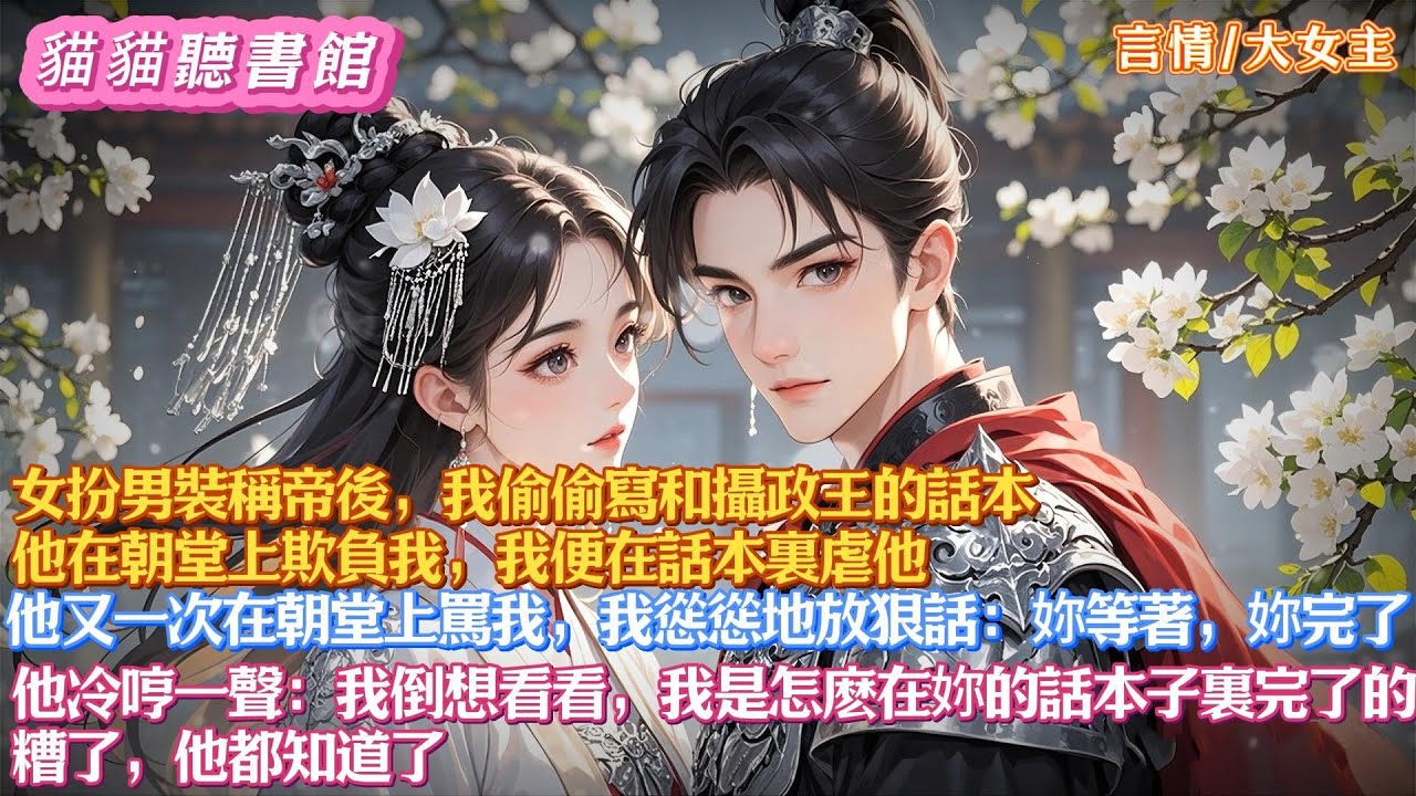 女扮男裝稱帝後，我偷偷寫和攝政王的話本。他在朝堂上欺負我，我便在話本裏虐他。他又一次在朝堂上罵我。我慫慫地放狠話：妳等著，妳完了！他冷哼一聲：我倒想看看，我是怎麽在妳的話本子裏完了的？糟了，他都知道了