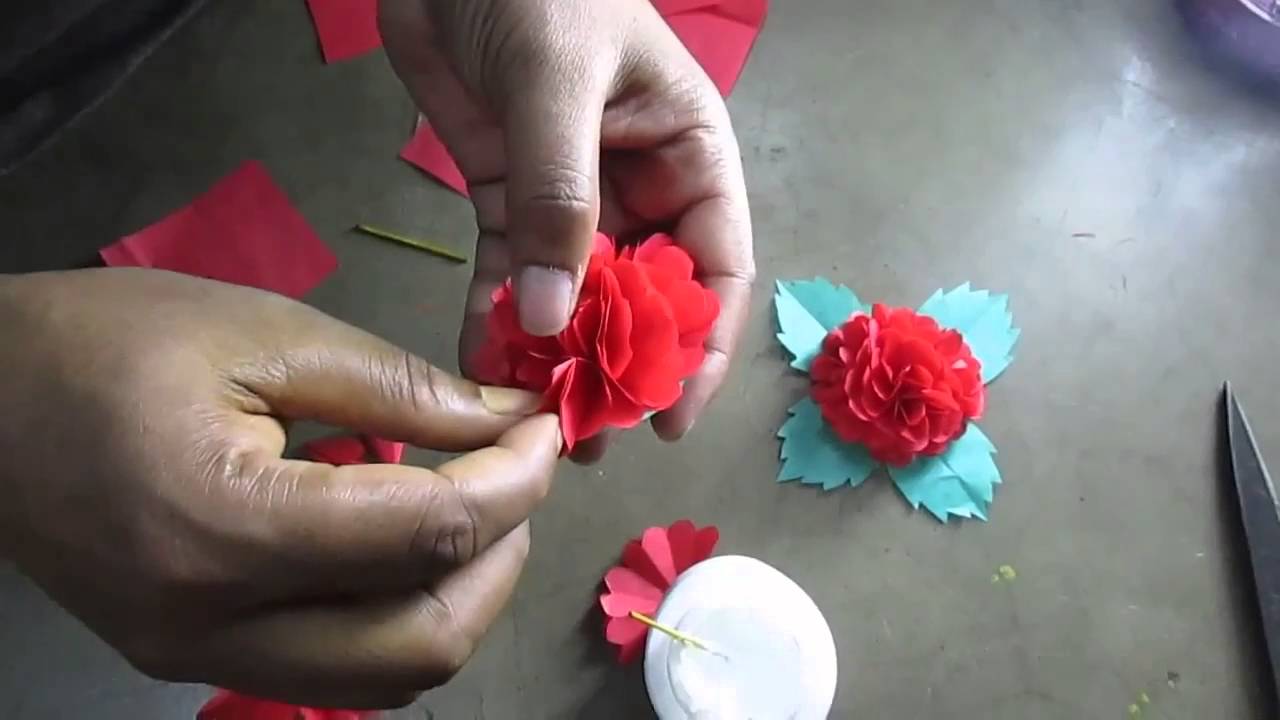 how to make flower by paper cutting art and craft paper flower craft youtube