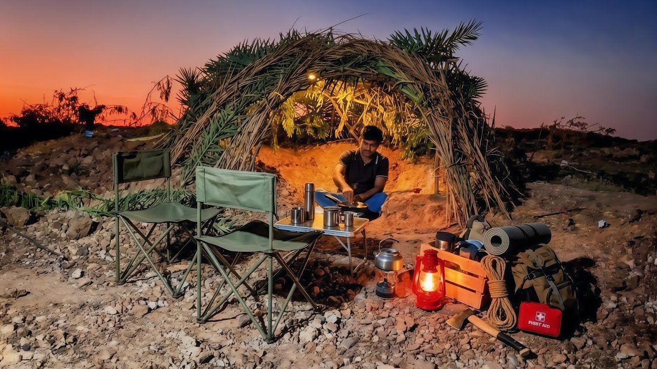 Nature Shelter Craft & Outdoor Cock & Net Fishing Camping.🏕️🎣