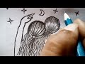 How To Draw Mother & Daughter drawing step by step || Mother and Daughter🌙✨tutorial for beginners