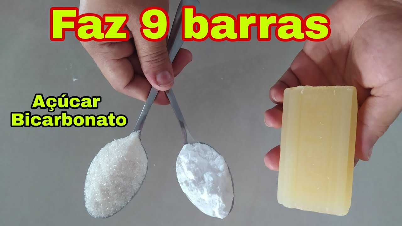 Multiplicação de Sabão em barra, com bicarbonato e açúcar | Rende 9 barras