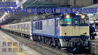 209系C619編成+C601編成中間モハ2両　廃車回送　松本駅にて