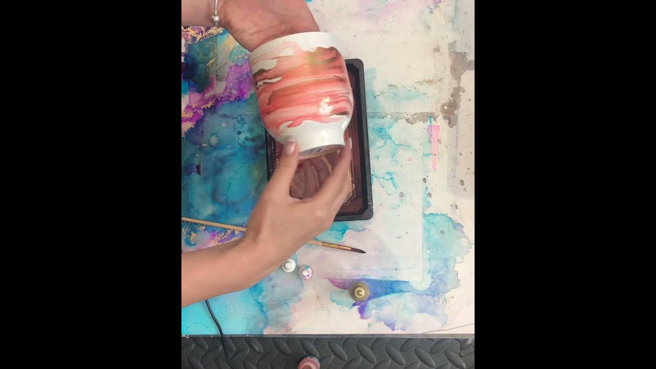 Alcohol ink planter - YouTube