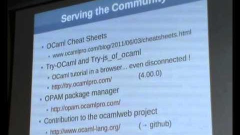OUD 2012.  Fabrice le Fessant:  OCamlPro - promoting OCaml use in industry.
