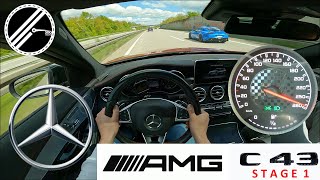 MercedesBenz C43 AMG Stage 1 S205 420 PS Top Speed Drive German Autobahn With No Speed Limit POV