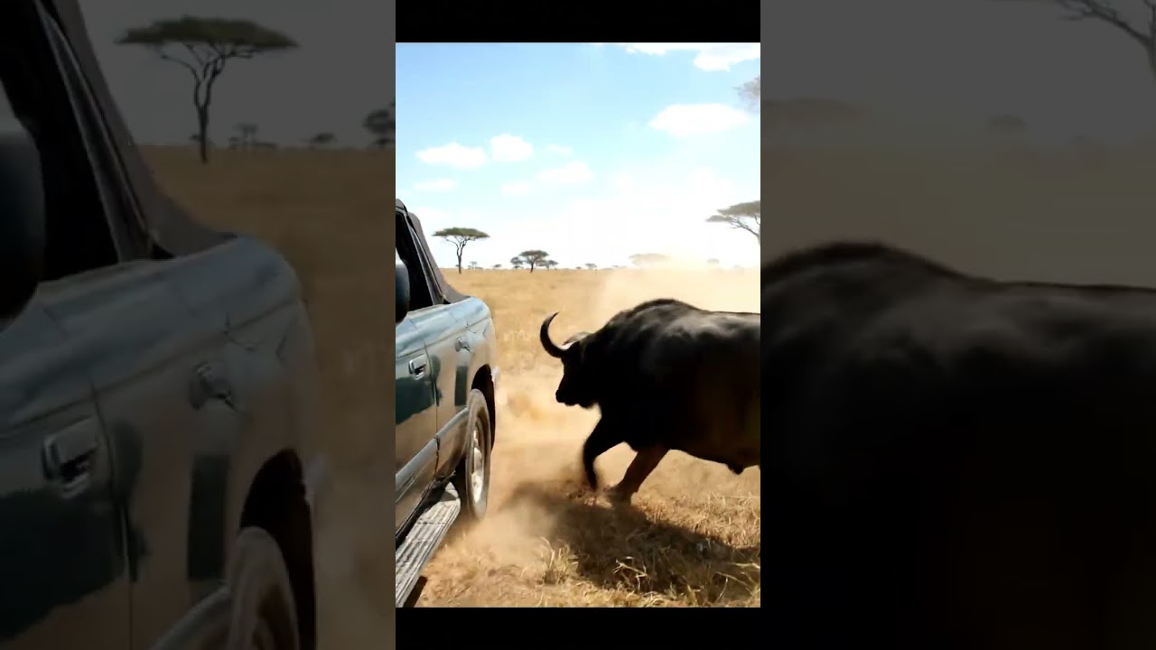 Wild Savior: Buffalo Crashes into Lion During Ranger Pursuit