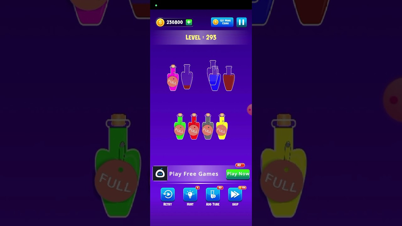 291-295 Level water sort color puzzle game | water sort water puzzle 3D game 2024