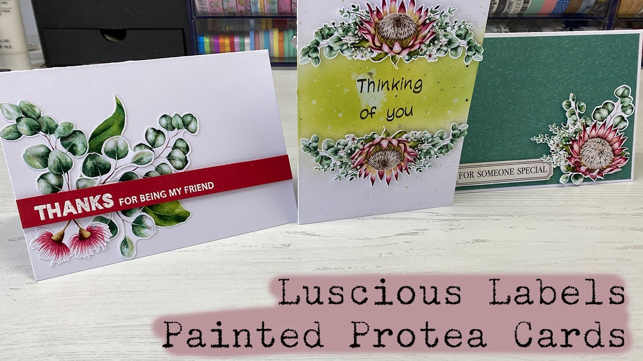 Luscious Labels Painted Protea Cards