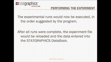Statgraphics Performing the Experiment