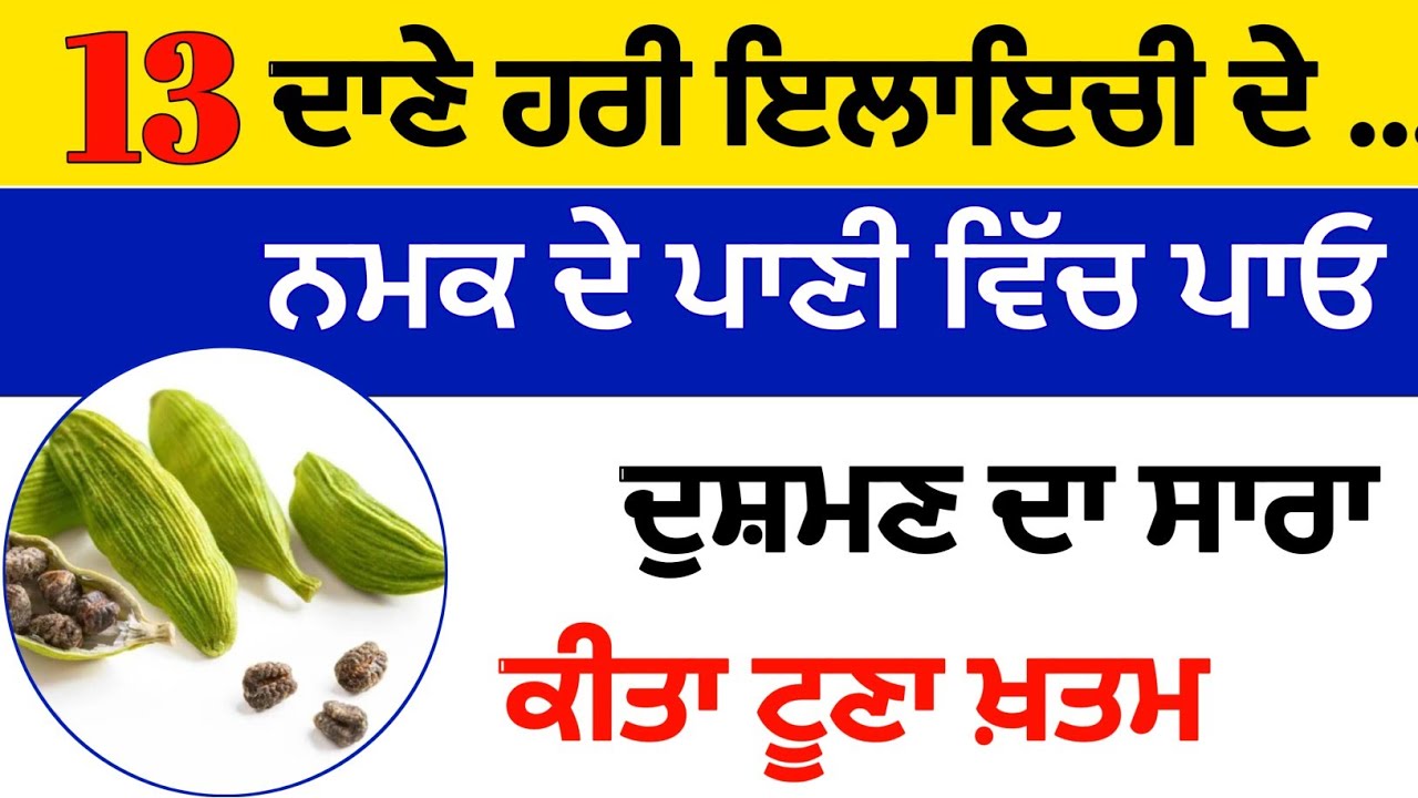 13 ਦਾਣੇ ਹਰੀ ਇਲਾਇਚੀ ਦੇ ਨਮਕ ਦੇ ਪਾਣੀ ਵਿੱਚ ਮਿਲਾਓ ਦੁਸ਼ਮਣ ਦਾ ਟੂਣਾ ਖ਼ਤਮ #japjisahib#jaapsahibpath 