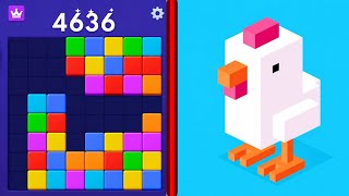 Block Blast Puzzle 🧩 VS Crossy Road 🐔🚗 All Levels Satisfying Gameplay 🎮✨🔥