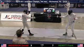 C1 - Vet 80 Men's Epee  - Semi (Anderson - Hewitt ) -- April NAC - Richmond, NC - 2026