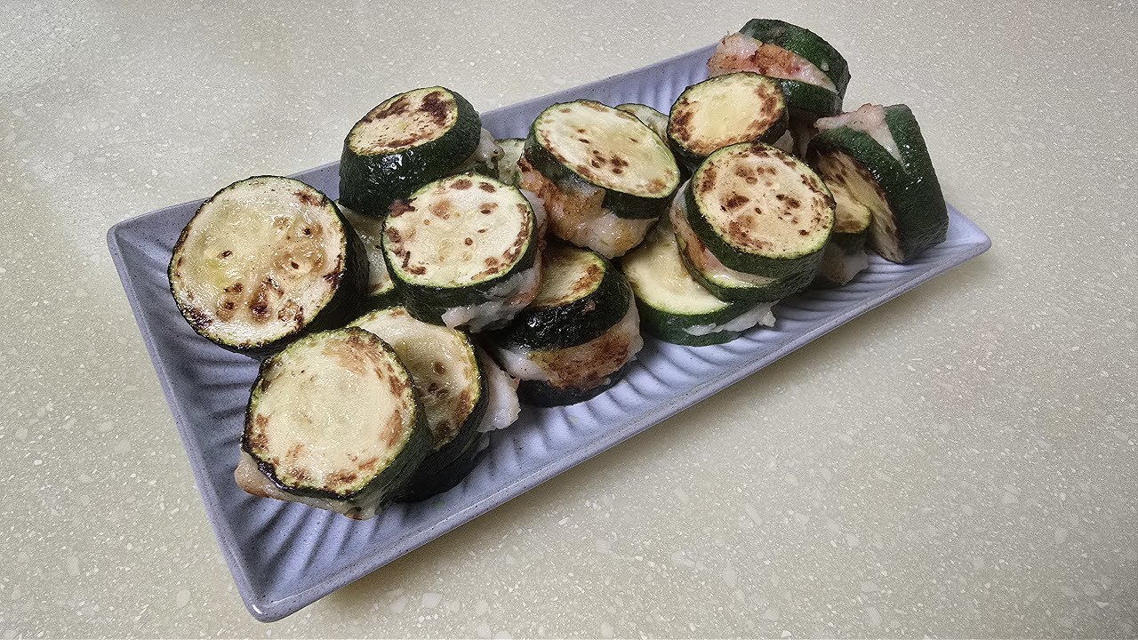 Fried Zucchini and Cuttlefish Shrimp Paste Sandwich | Cooking | ASMR