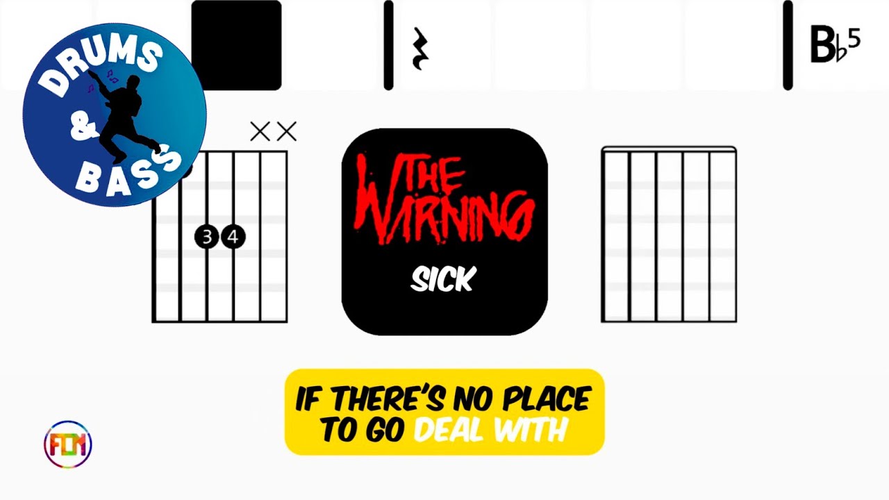 The Warning - Sick • Bass & Drums | Scrolling Guitar Chords & Lyrics