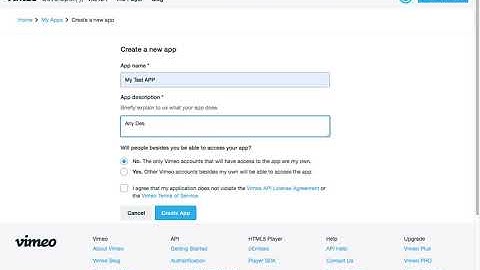 how to create vimeo API token