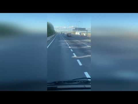 Shocking video shows Mercedes driver slamming on brakes and swerving in front of HGV