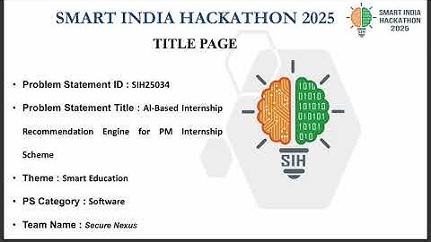SIH Hackathon | Al-Based Internship Recommendation Engine for PM Internship Scheme