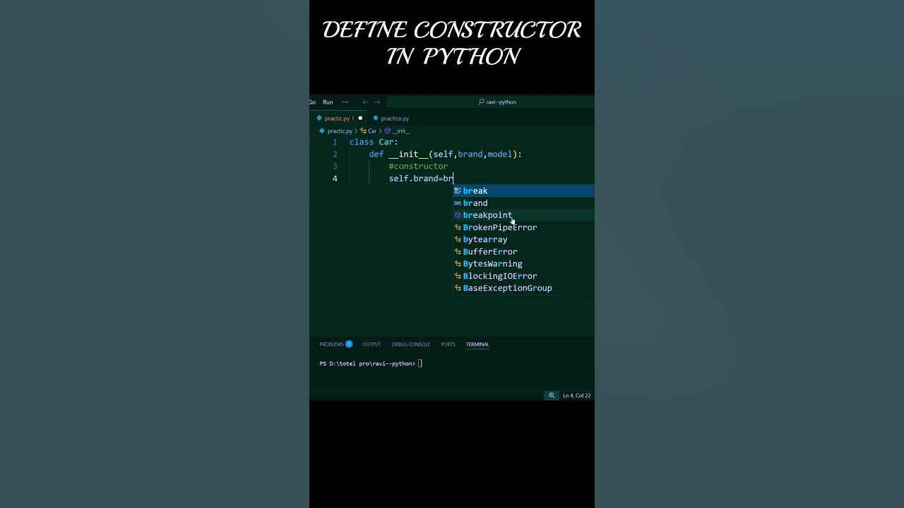 Define Constructor in Python #Shorts 40 Seconds! - YouTube